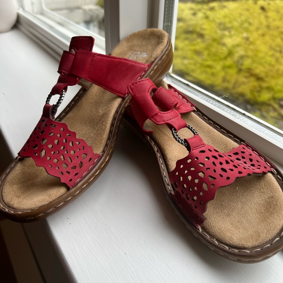 Rieker Women's Red Slipon Sandals - Picture 6 of 6